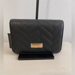 💃 BEBE Sophia Black Chevron Quilted Clutch Crossbody Purse NWT
